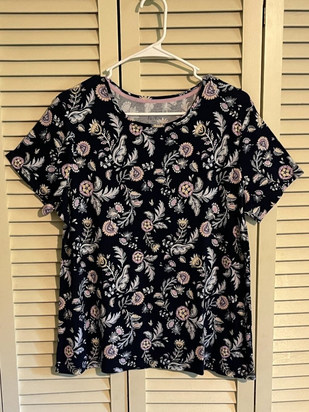 Croft & Barrow Classic Tee * Women Size XLarge * Cotton * Navy/Black White Print